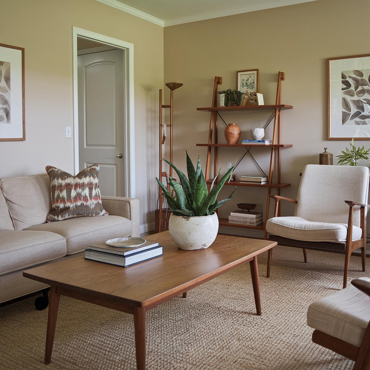 Living room prepared for Airbnb guests